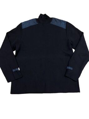 Hugo Boss Black Mock Neck Wool Knit Sweater Buckle Detail Size M